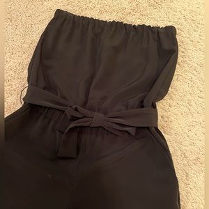 Ann Taylor LOFT black, strapless jumpsuit,sash tie at waist, size XSP NWT